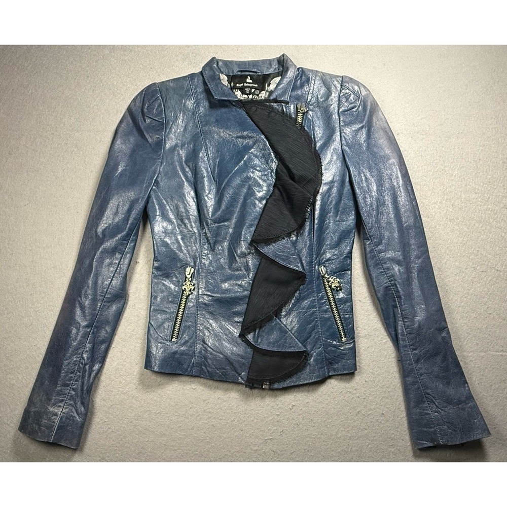 Royal Underground Leather Jacket COLOR BLUE Size XS‎ Vintage